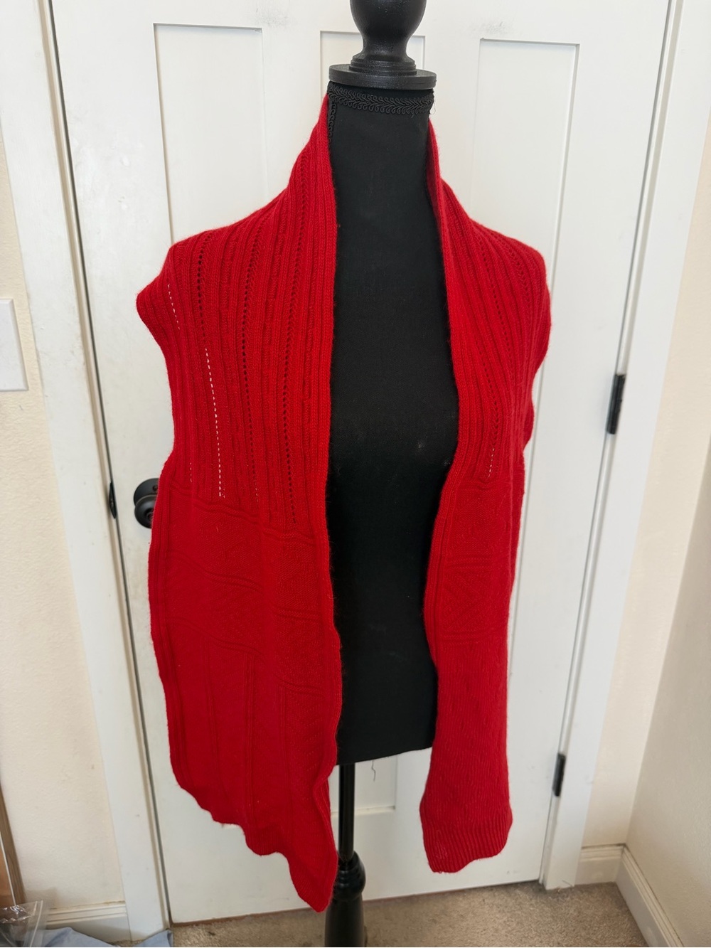 Lauren Ralph Lauren Red knit Scarf Lambs Wool Rabbit Hair Winter Classic
